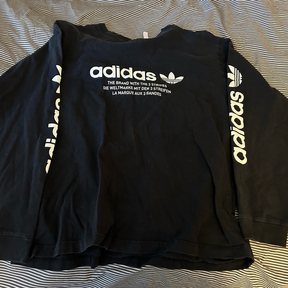 Adidas Linear Logo Long-Sleeve Shirt - Black - Size “Men’s” Extra Large